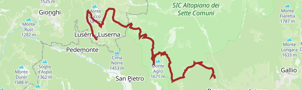 Route map: Luserna - Roana Cycle and Pedestrian Path